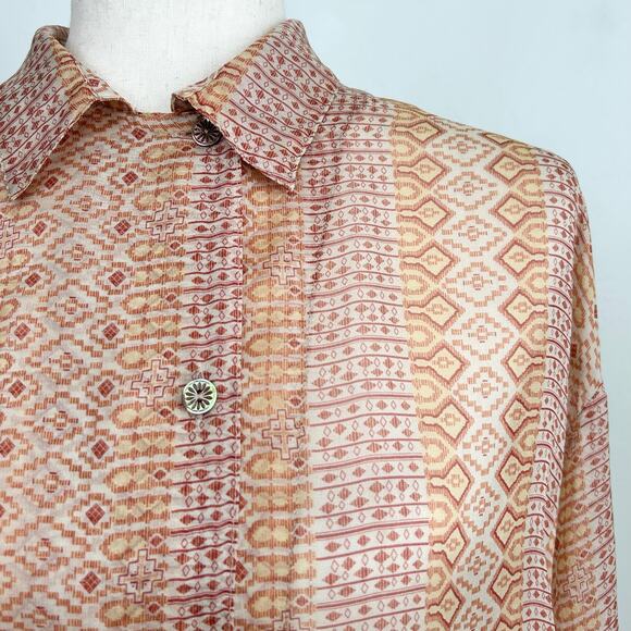 Forte Forte Italian Silk Mozaik Button-Up Orange My Shirt - Picture 4 of 9
